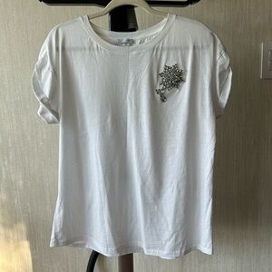 Zara Collection women t-shirt with crystal flower, Size L